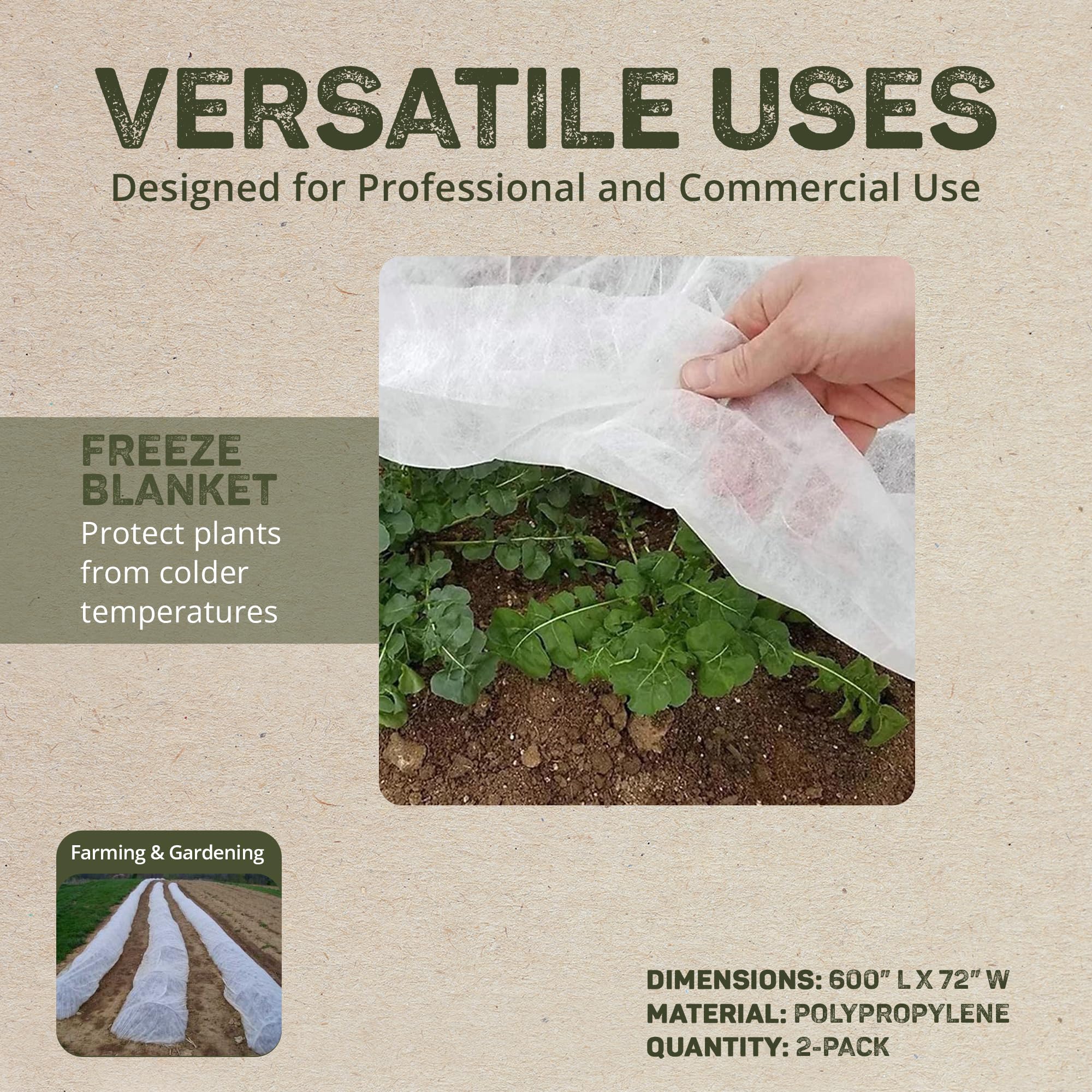 Dewitt 2-Pack Ultimate Plant Protection Blanket 2.5 oz, 6 x 50 Feet – Heavy-Duty Winter Garden Outdoor Cover and Frost Cloth for Perennials, Shrubs, Flowers, Small Trees, and Raised Beds - Image 4