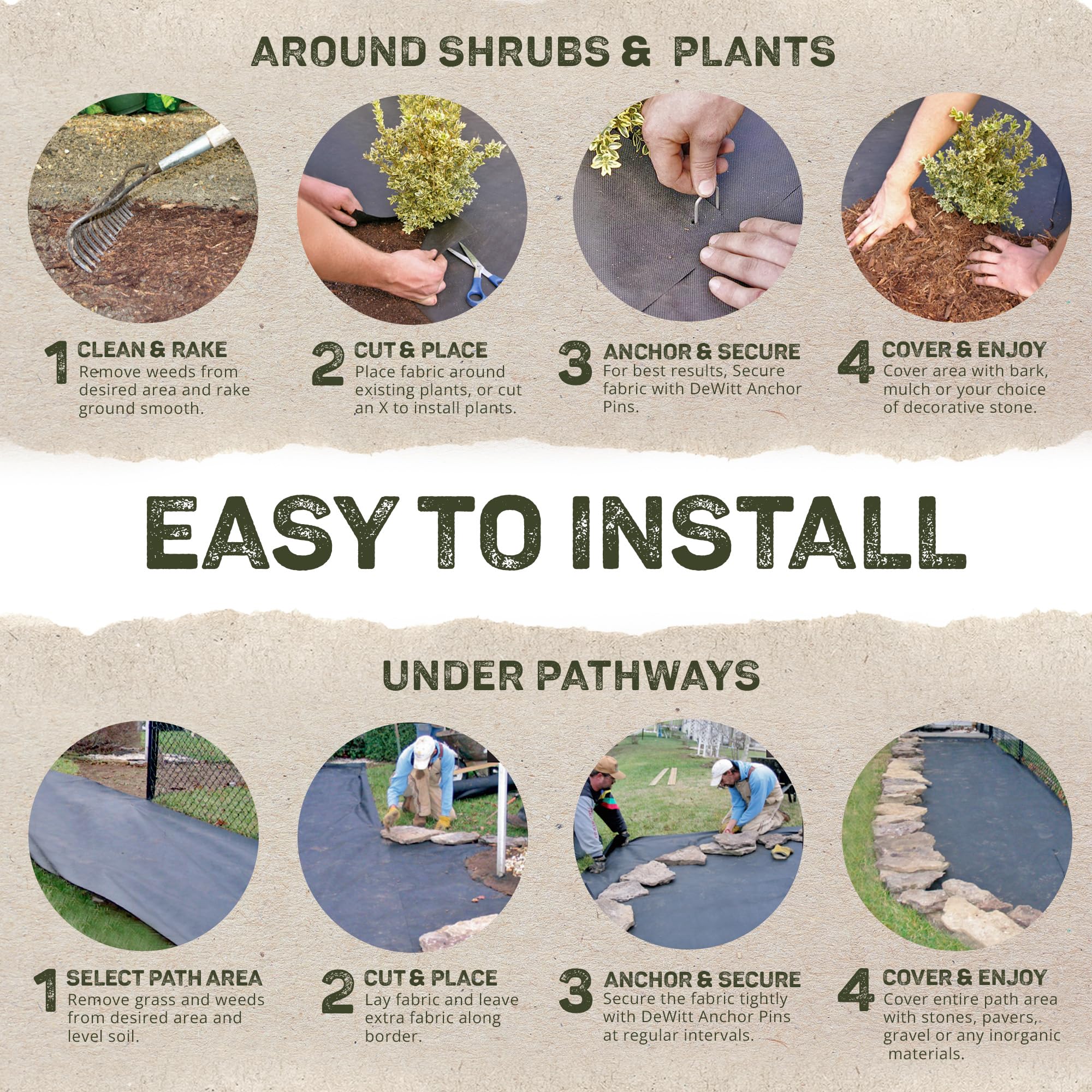 Dewitt 30 Year Professional Weed Control Fabric 3 oz, Brown, 3 x 100 Feet – Heavy-Duty Landscape Barrier and Ground Cover for Gardens, Raised Beds, Walkways, and Outdoor Landscaping - Image 4