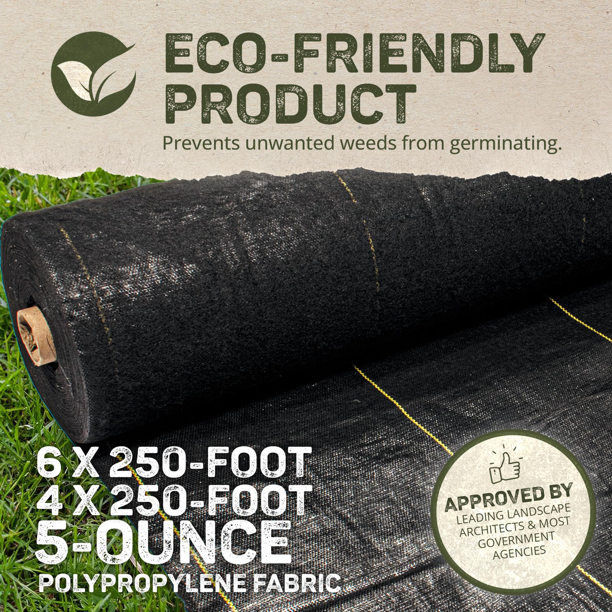 Dewitt Pro-5 Weed Barrier Fabric 5 oz, 4x250 & 6x250 Feet – Heavy-Duty Woven Landscape Ground Cover Mat for Raised Garden Bed, Greenhouse Gardening, Outdoor Landscaping, and Commercial Planting - Image 4